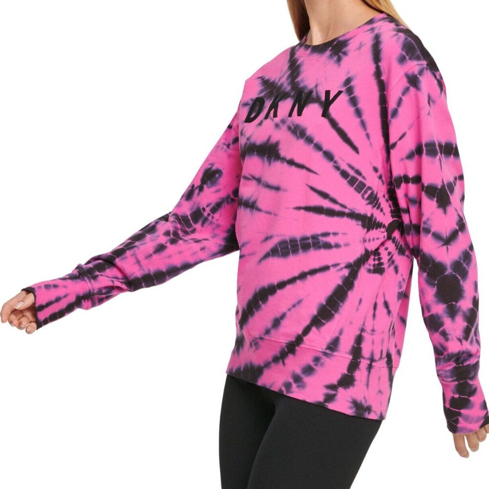 DKNY Womens Activewear Sport Tie Dyed Logo Top Size X-Small
